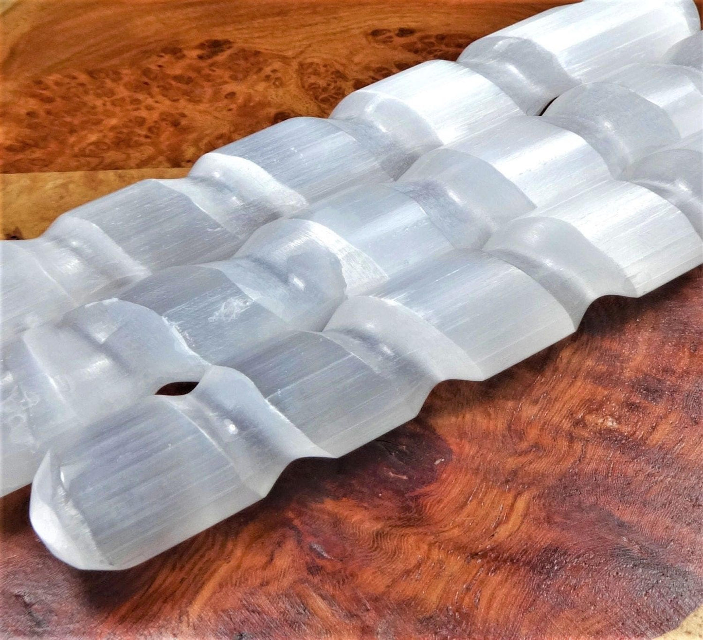 Selenite Crystal Spiral Wand (5-6 Inches) Gemstone Decor Carving Supply