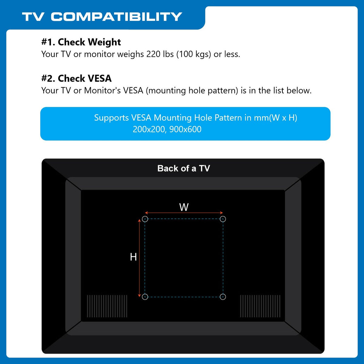 QualGear 60-100 in UL Listed Heavy Duty Fixed TV Wall Mount, Black, QG-TM-090-BLK