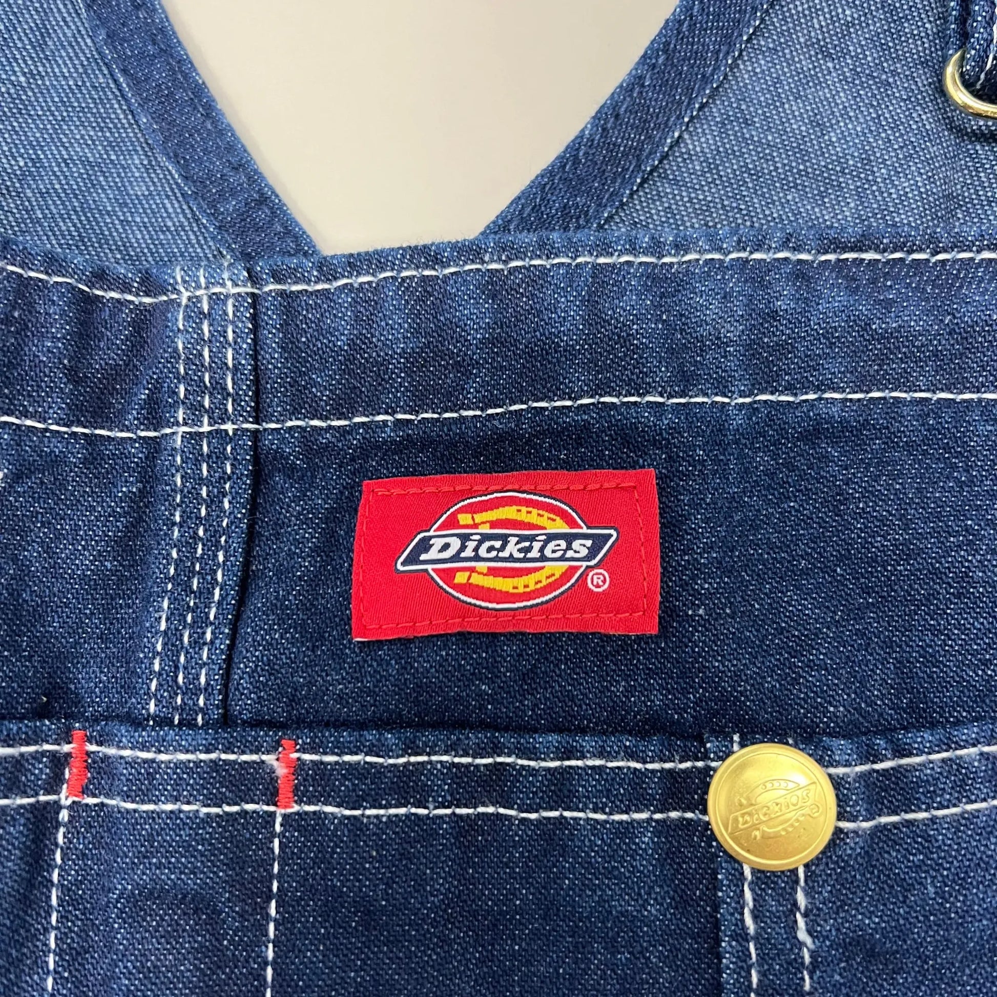 DICKIES Classic High Back Wide Leg Bib Overall Men's 40X30 Rinsed Indigo Blue