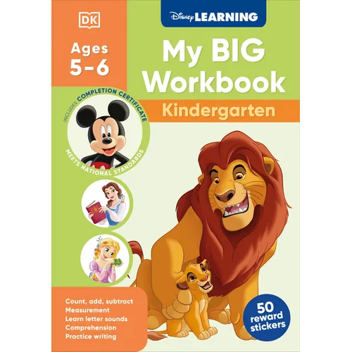 Disney Learning Big Workbook Kindergarten: Math & English Workbook for Kids Aged 5-6, Curriculum-Based