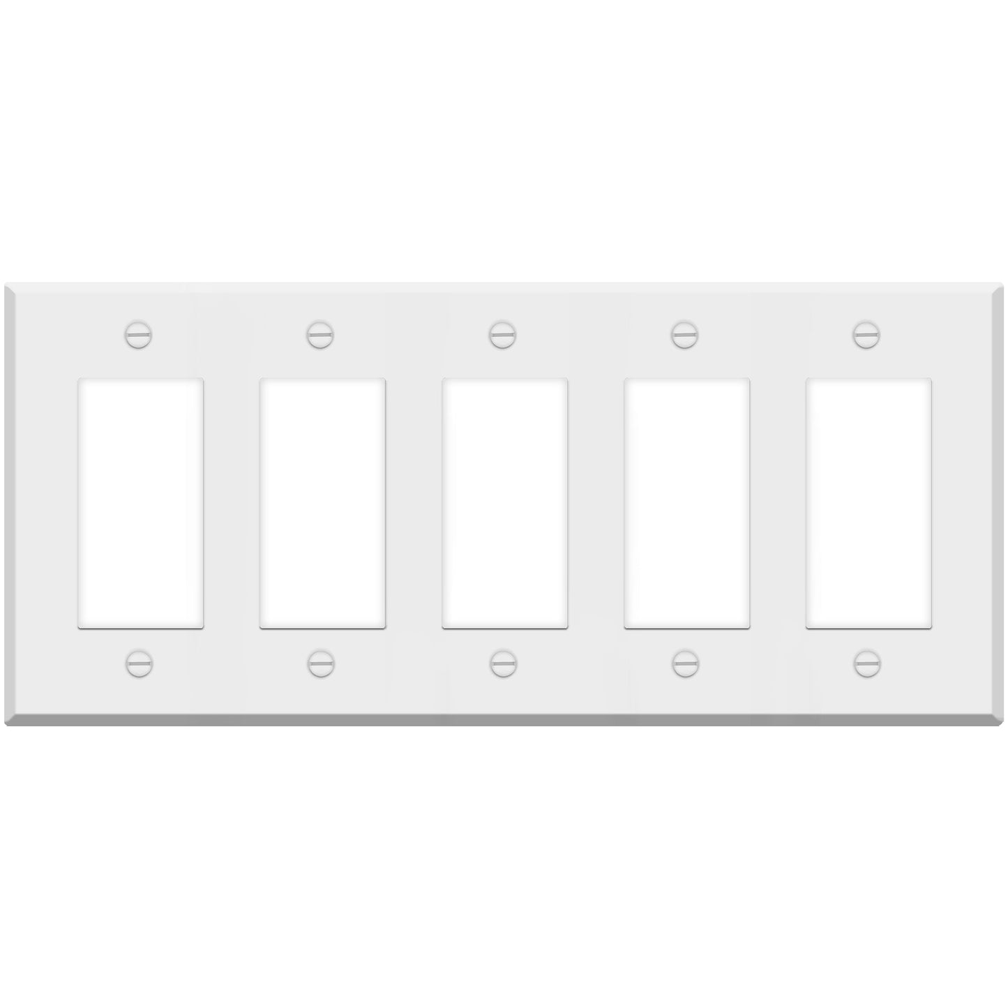 5 Gang White Metal Decora® Style Rocker GFCI Switch Wall Plate Cover