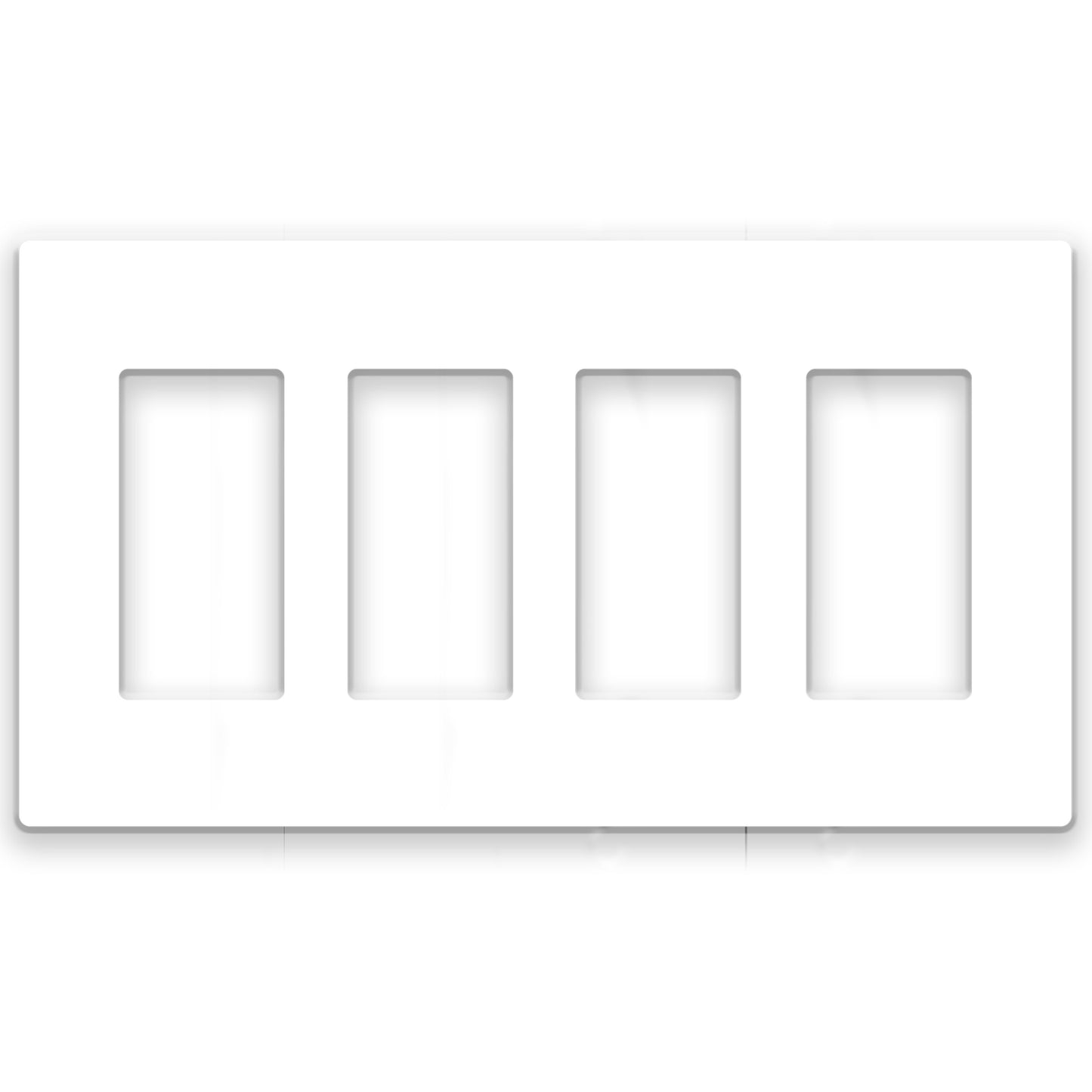 4 Gang White Screwless Rocker Switch Wall Plate