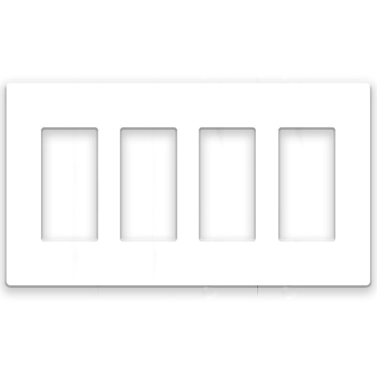 4 Gang White Screwless Rocker Switch Wall Plate