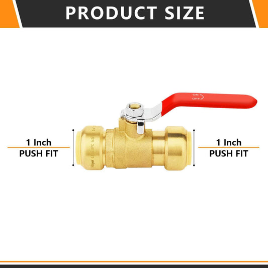 1" Push Fit Ball Valve, Red (Lead Free)