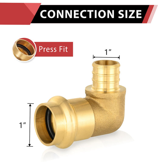 1" Press X 1" PEX Crimp Brass Elbow (Lead Free)