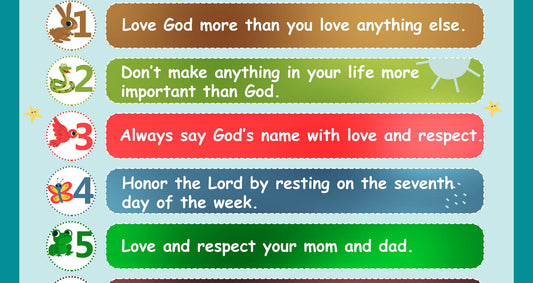 Ten Commandments Poster for Kids Children Classroom Wall Art (18"x24")