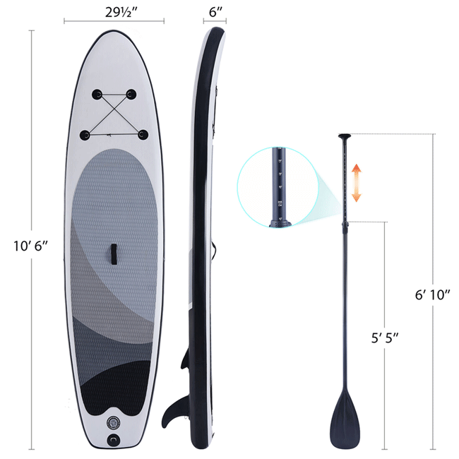 10' Inflatable Blow Up SUP Paddle Board W/ Carrying Bag & Pump (SAK43678)