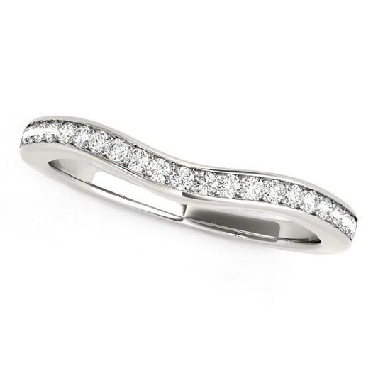 14k White Gold Curved Diamond Wedding Band (1/6 cttw)