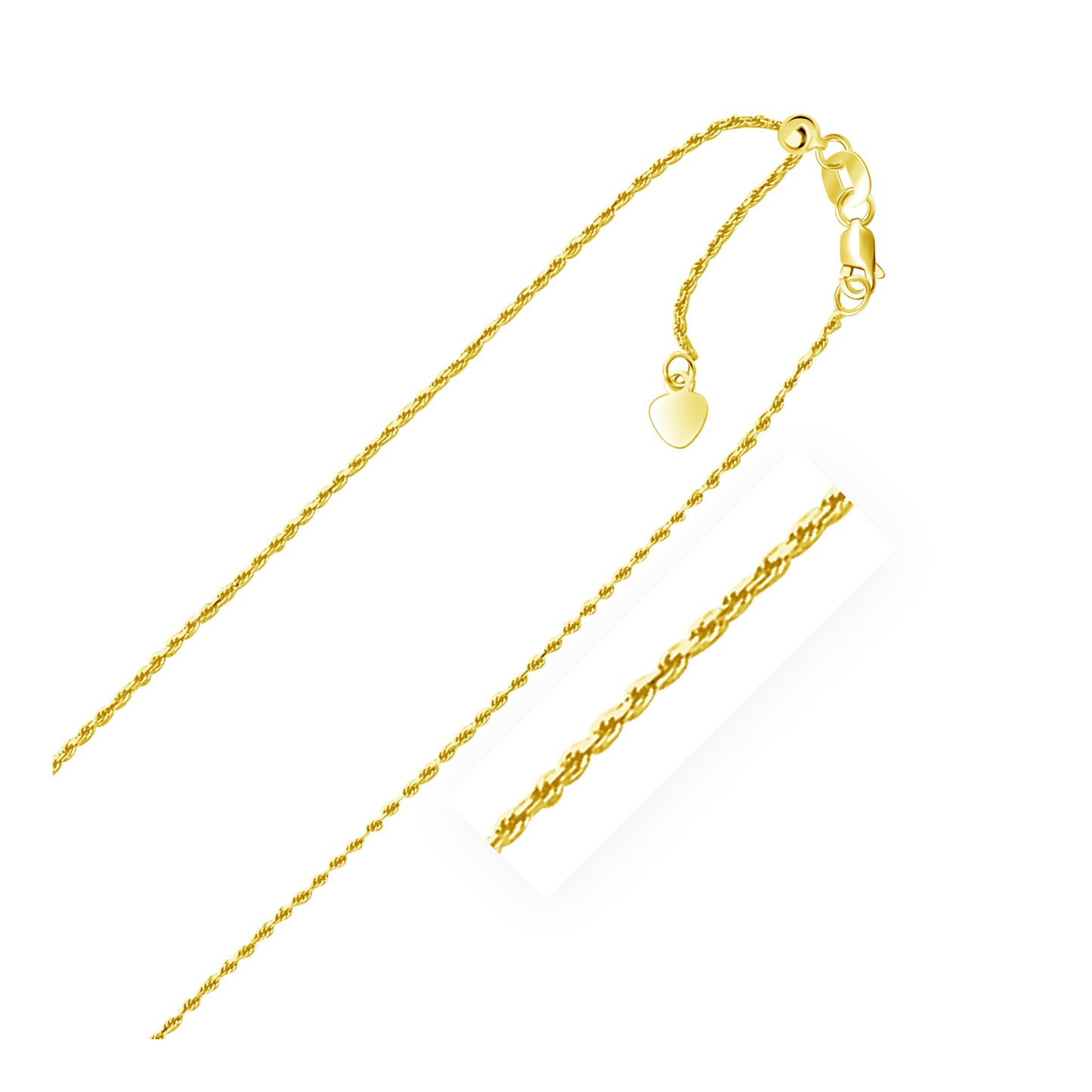 14k Yellow Gold Adjustable Rope Chain 1.0mm