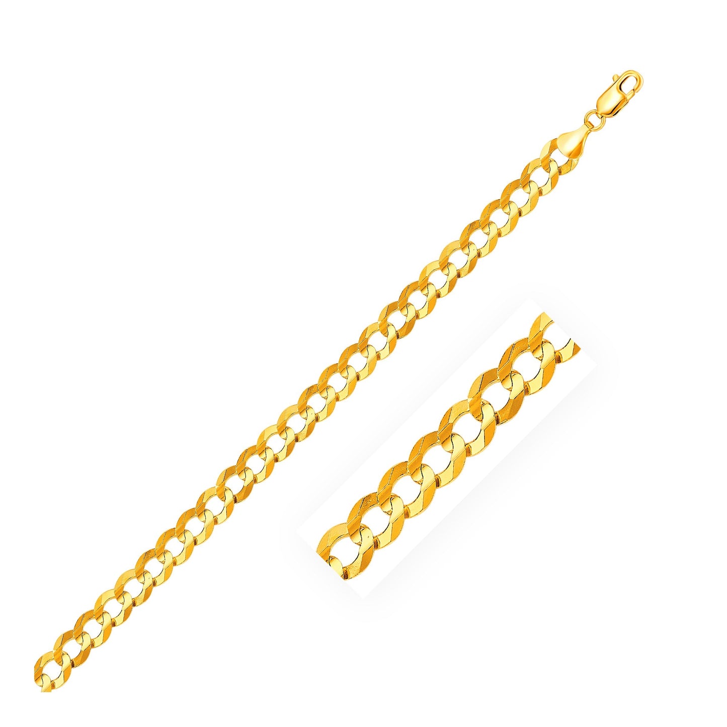 8.2mm 14k Yellow Gold Solid Curb Bracelet