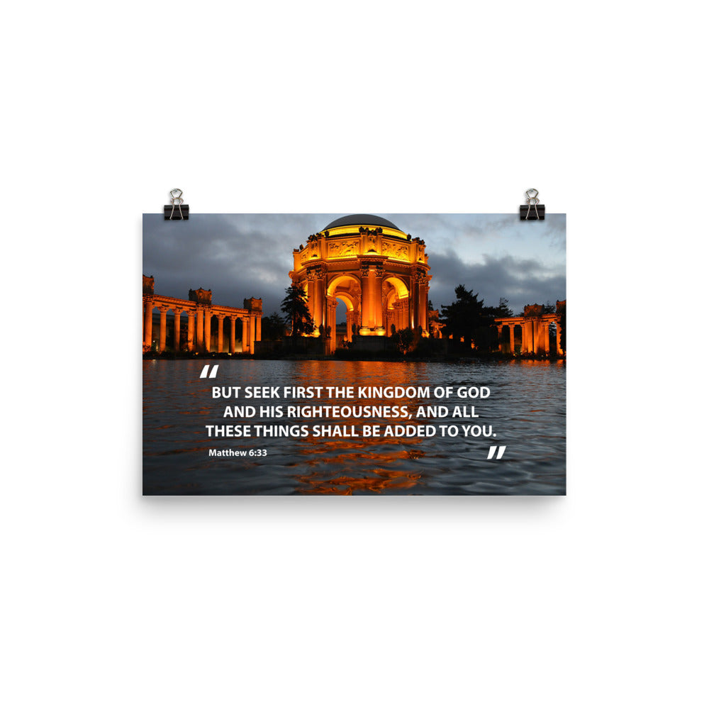 Matthew 6:33 Poster Seek First the Kingdom of God Wall Art Print