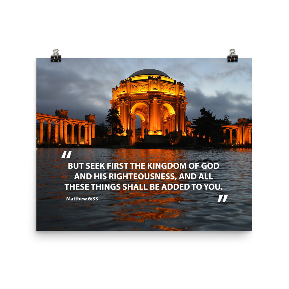 Matthew 6:33 Poster Seek First the Kingdom of God Wall Art Print