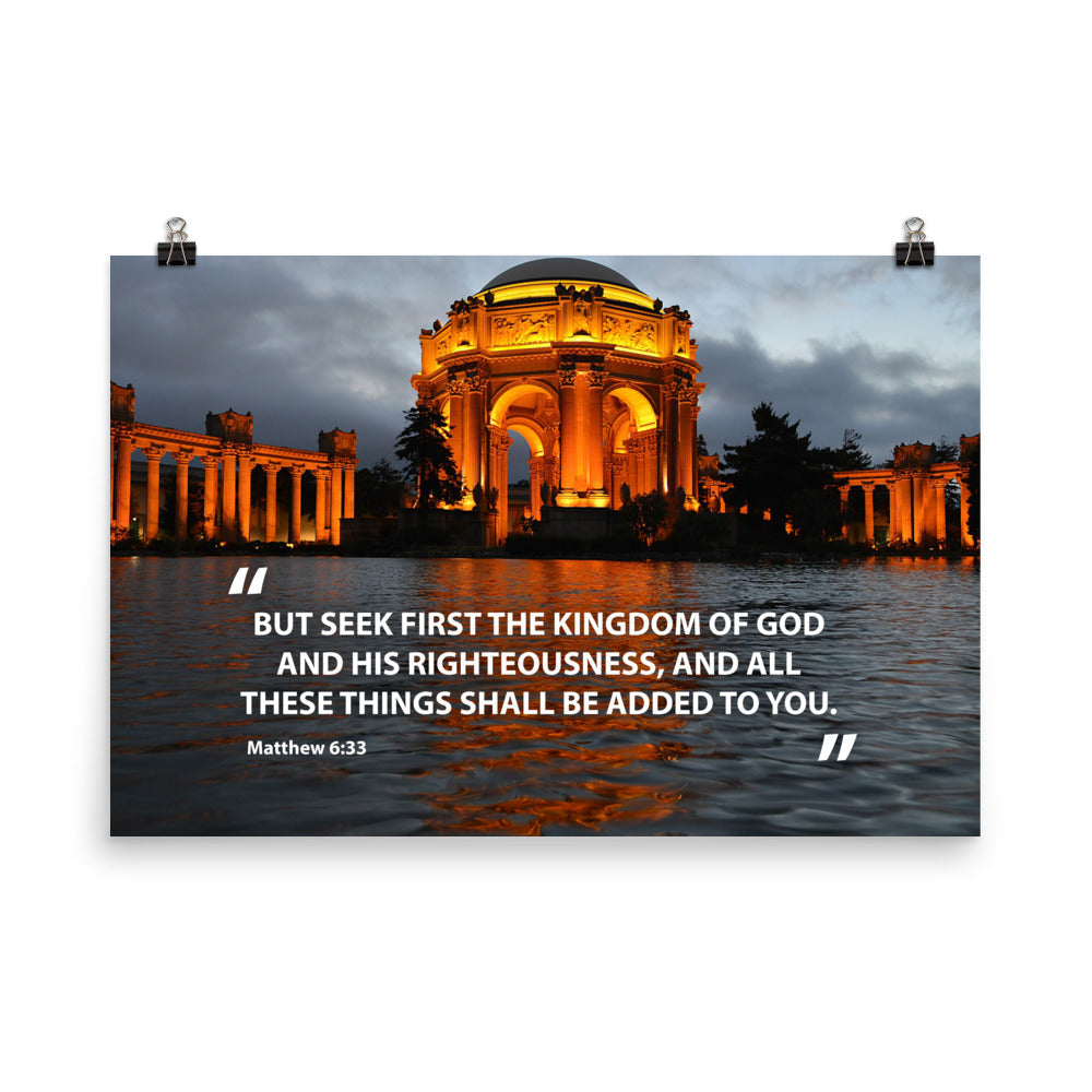 Matthew 6:33 Poster Seek First the Kingdom of God Wall Art Print