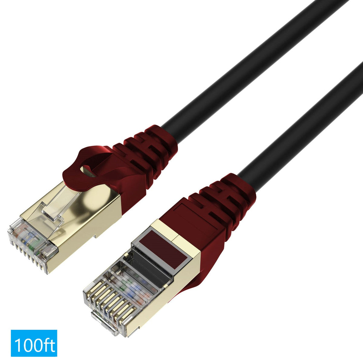 QualGear Cat 7 Outdoor Ethernet Cable, S/FTP, 26 AWG, 10 Gbps 600 MHz, Black, QG-CAT7O