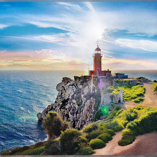 1000 Piece Jigsaw Puzzles, The Melagavi Lighthouse, Greece, Ocean, Alkyonides Islands, Adult Puzzles, Trefl 10436