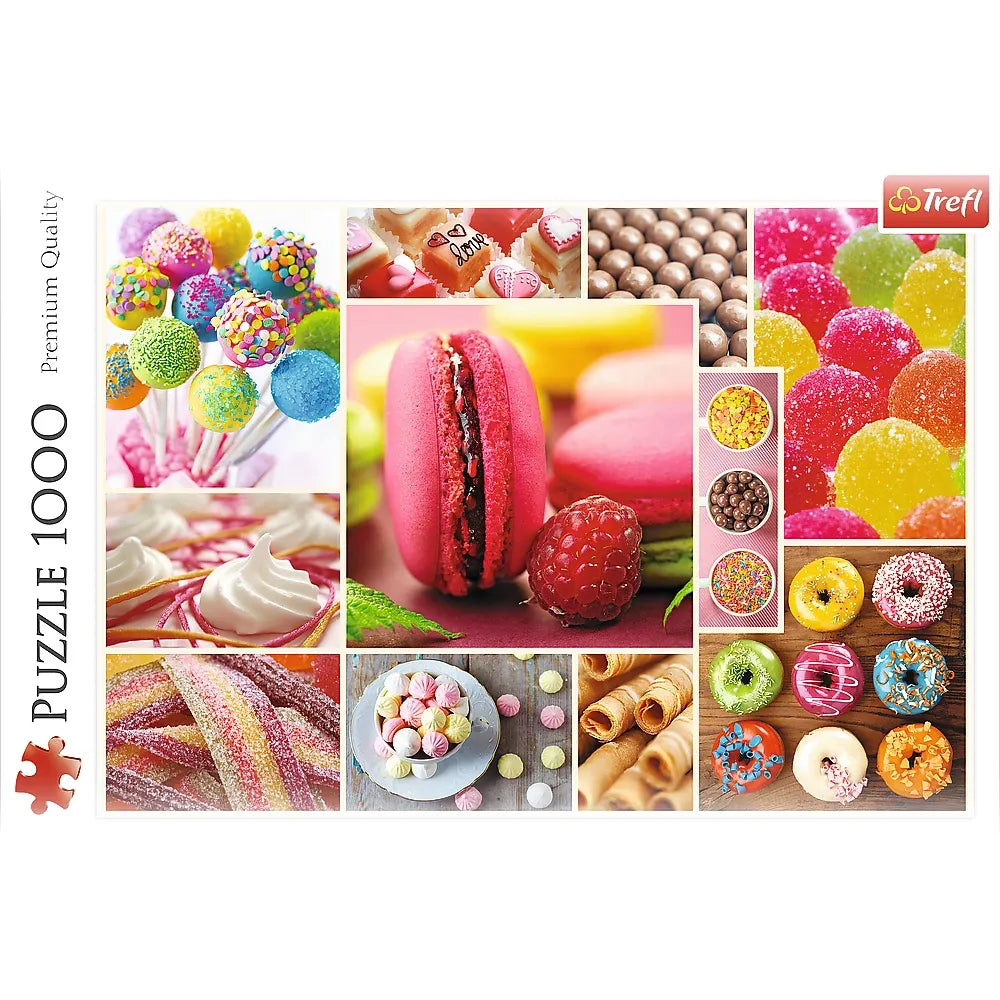 1000 Piece Jigsaw Puzzles, Candy, Collage, Sweets, Macaroons, Donuts, Adult Puzzles, Trefl 10469