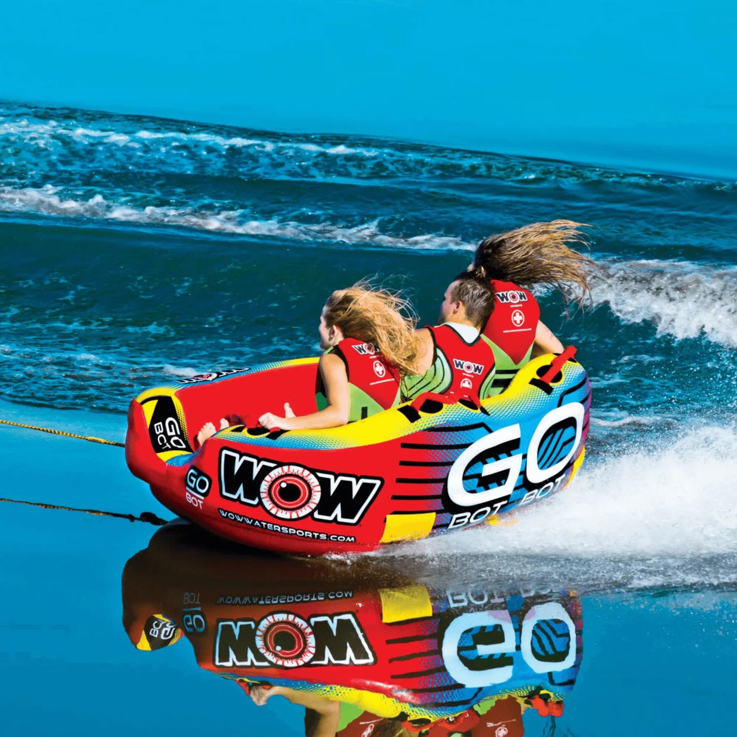 WOW Watersports Go Bot 3 Person Towable Water Tube For Pool and Lake (18-1050)