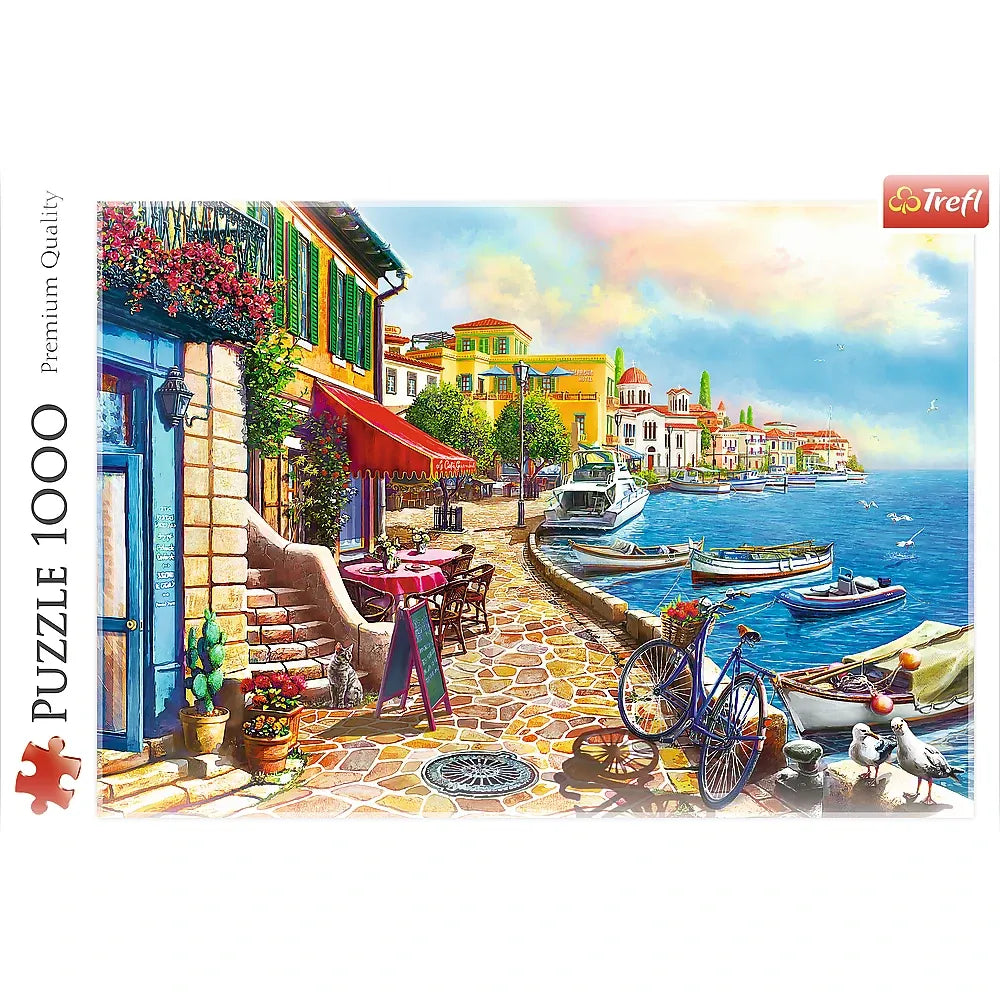 1000 Piece Jigsaw Puzzles, Sunny Embankment, Coastal City, Ocean, Adult Puzzles, Trefl 10527