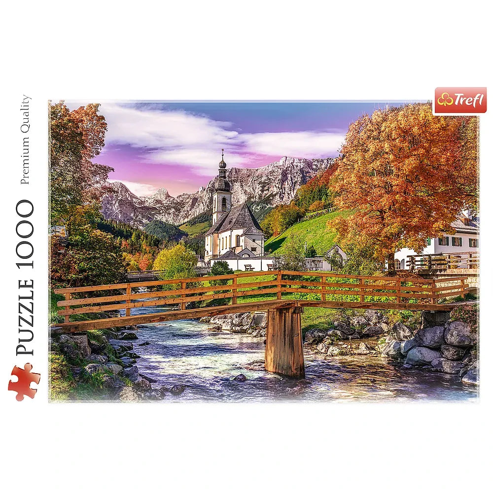 1000 Piece Jigsaw Puzzles, Bavaria in Autumn, German Landscape Puzzle with the Alps, Village and River, Adult Puzzles, Trefl 10623