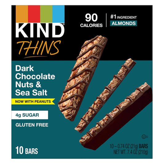 Kind - Thins Dark Chocolate Nuts & Sea Salt Peanut - Case Of 6-7.40 Oz