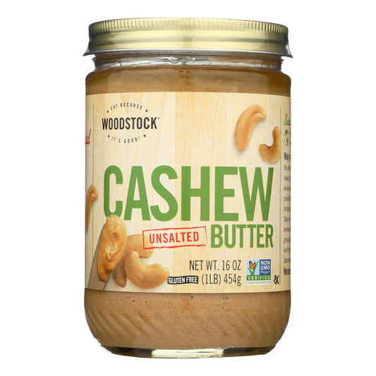 Woodstock Non-gmo Unsalted Smooth Cashew Butter - Case Of 12 - 16 Oz