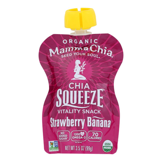 Mamma Chia Squeeze Vitality Snack - Strawberry Banana - Case Of 16 - 3.5 Oz.