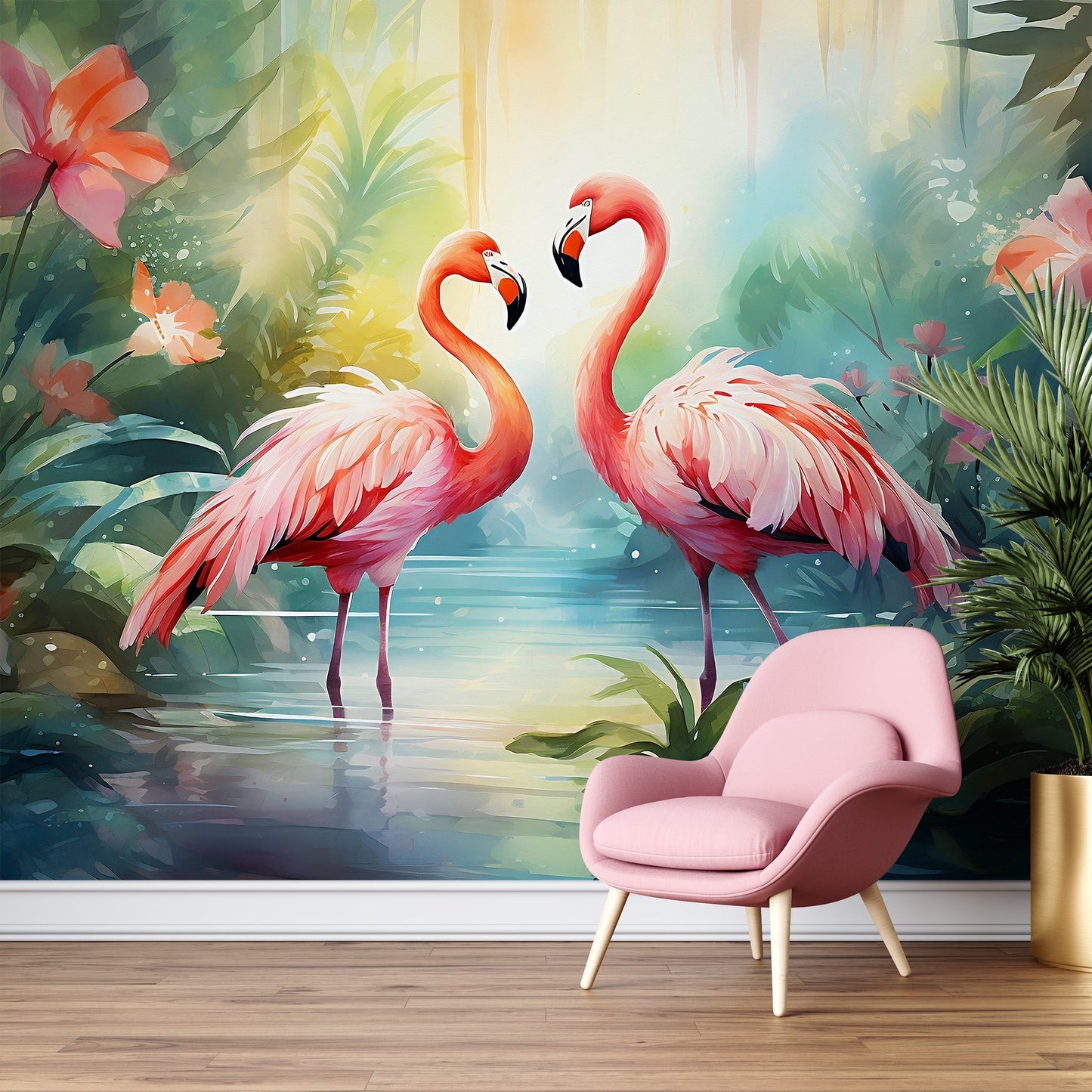 Tropical Flamingo Mural