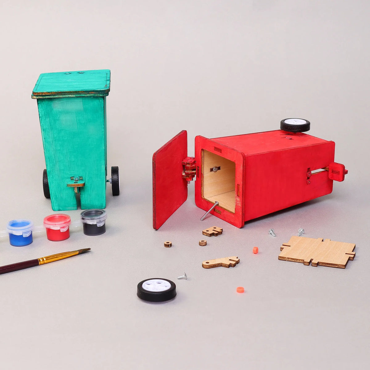 Build & Paint Mini Trash Cans (Set of 2) – Fun Desk Décor & Craft Project - 🆕 New Arrivals, All Products, 🎨 Arts + Entertainment, 🎨 Hobbies + Creative Arts - Little Red General Store