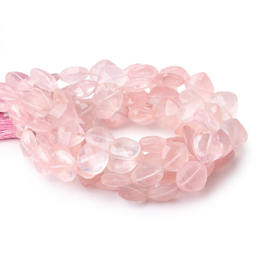 10mm Rose Quartz Faceted Pillow Beads 7.5 inch 17 pieces