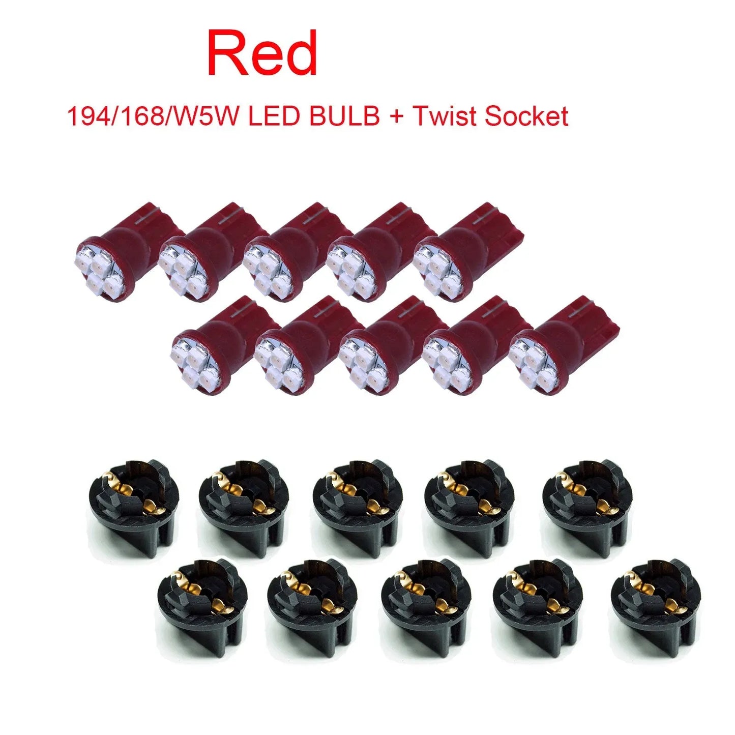 T10 168 194 4SMD 3528 Led instrument Panel Dash Light Bulb 1/2" Twist Lock Socket -12V