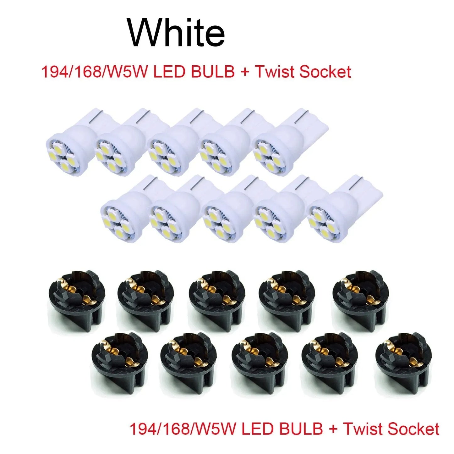 T10 168 194 4SMD 3528 Led instrument Panel Dash Light Bulb 1/2" Twist Lock Socket -12V