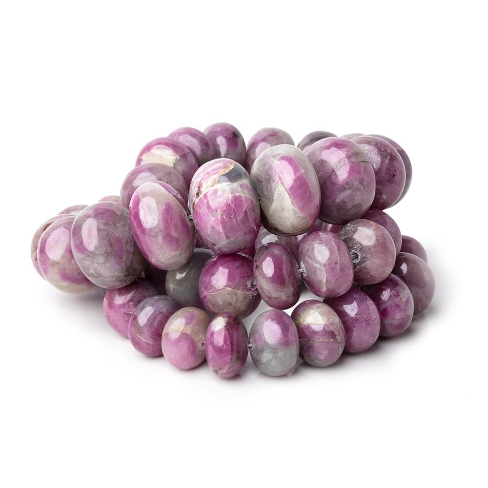 11-17mm Ruby in Marble Matrix Plain Rondelles 16.5 inch 49 Beads 1mm Hole