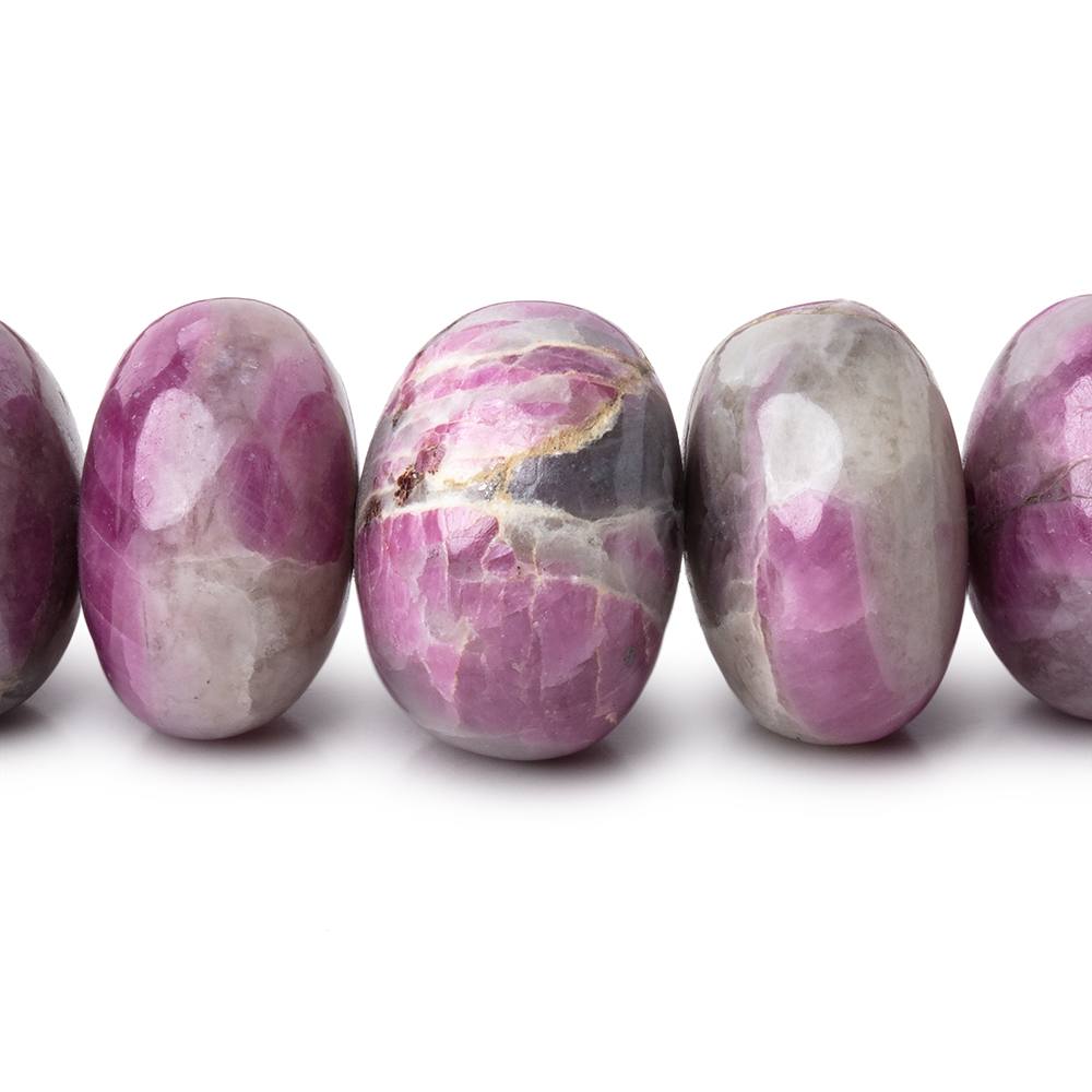 11-17mm Ruby in Marble Matrix Plain Rondelles 16.5 inch 49 Beads 1mm Hole