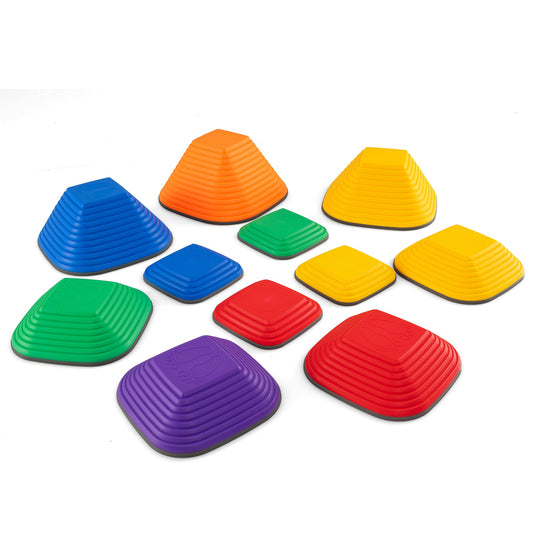 11 Pieces Kids Stepping Stone Square Stackable Indoor Outdoor-Multicolor