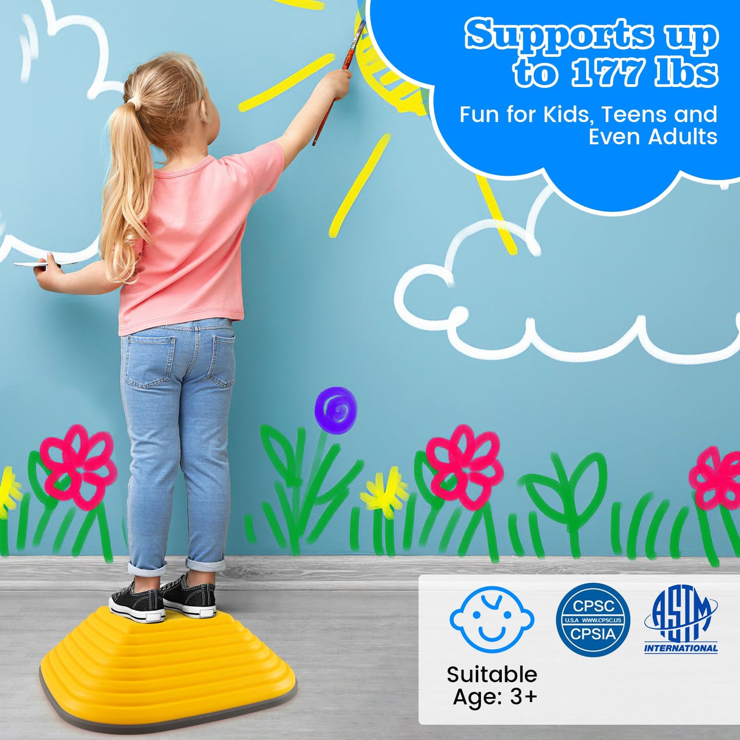 11 Pieces Kids Stepping Stone Square Stackable Indoor Outdoor-Multicolor