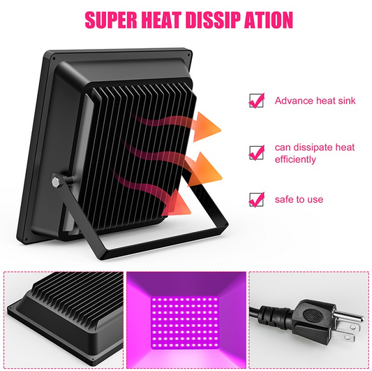 80W 100W 150W UV LED Black Light High Performance LED Bulbs, IP66 Waterproof Ultraviolet Flood Lighting for Aquarium, Indoor or Outdoor Parties, Stage