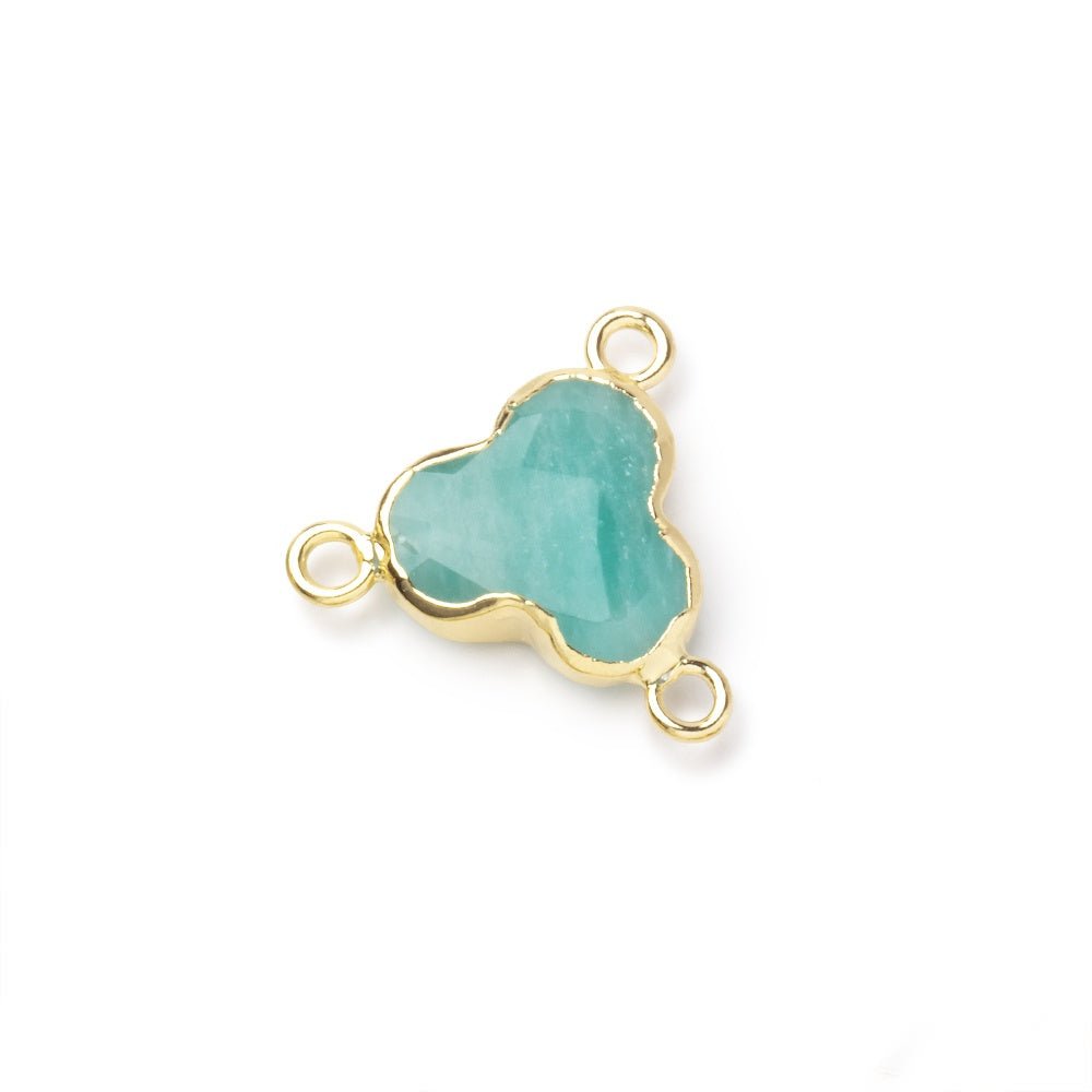 11mm Gold Leafed Amazonite Faceted Trefoil 3 Ring Connector 1 piece