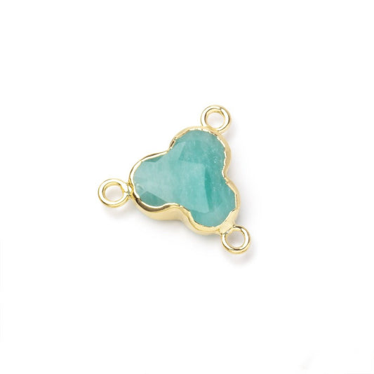 11mm Gold Leafed Amazonite Faceted Trefoil 3 Ring Connector 1 piece