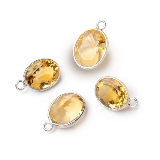 11x9mm Sterling Silver Bezel Citrine Pavilion Faceted Oval Pendant 1 piece
