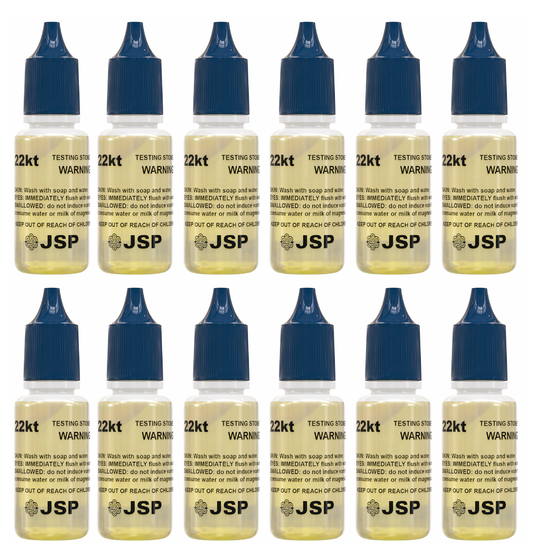 12 Bottles of JSP 22K Gold Metal Test Acid Karat Testing Solution Jewelry Tester Metals Kit