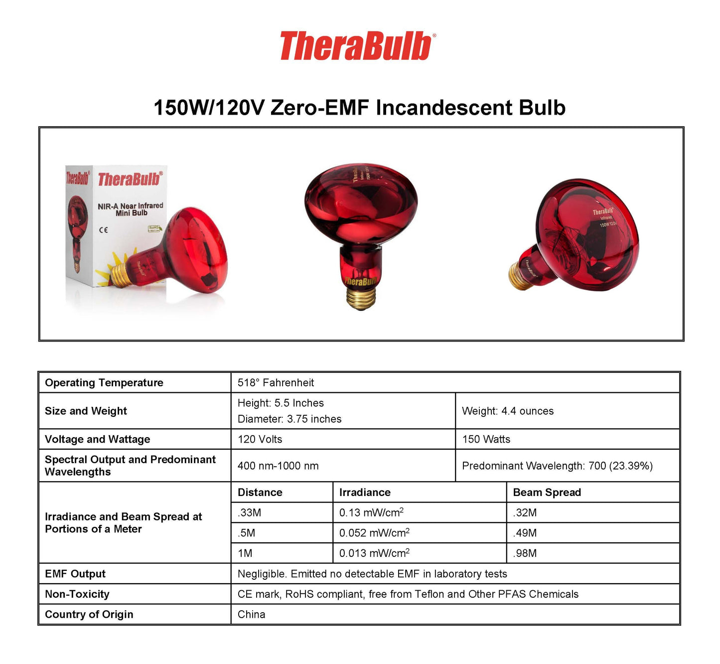 Near Infrared Bulb Small Form - 150 Watt (120V for North America)