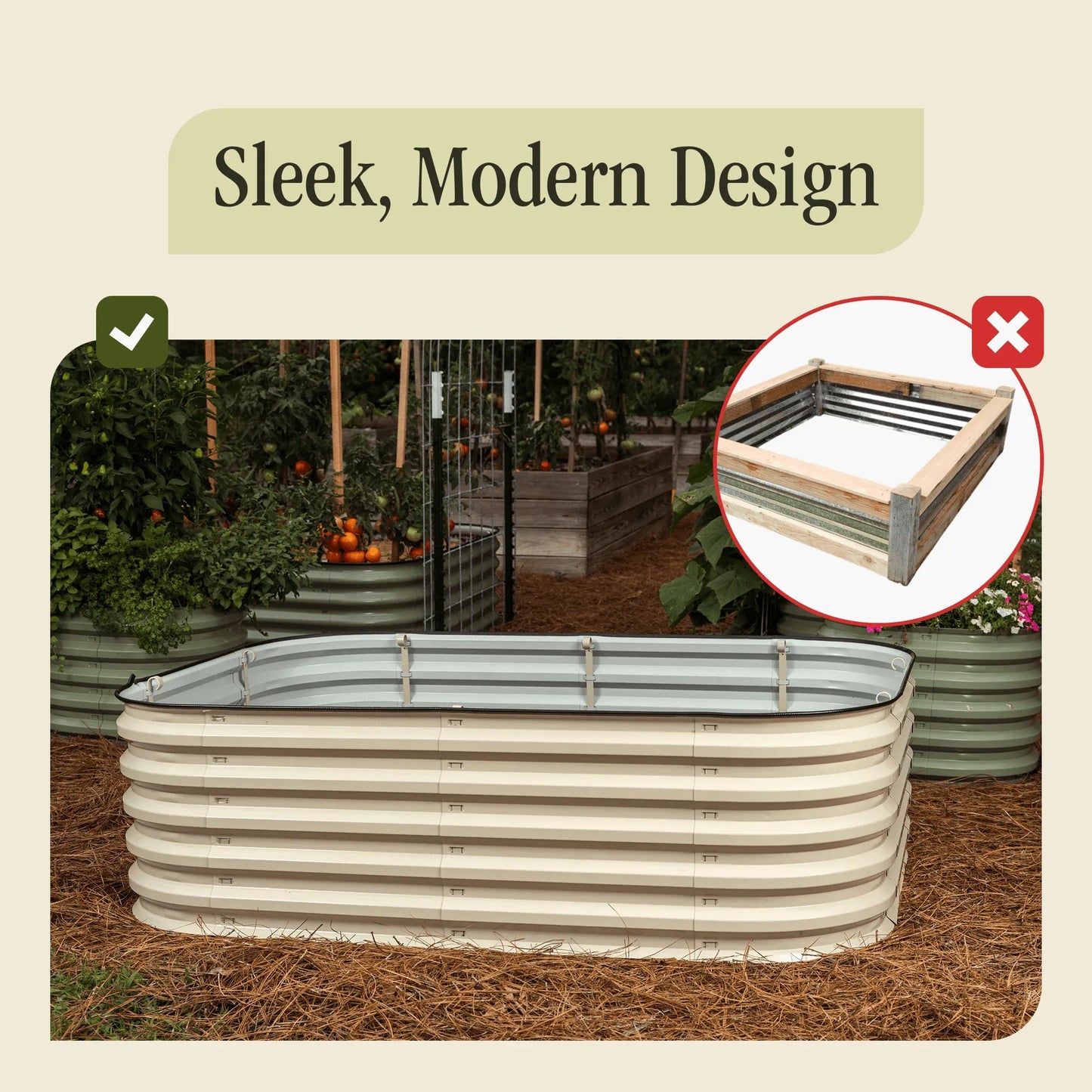 17" Tall 6 In 1 "No Tools Needed" Metal Raised Garden Bed Kit