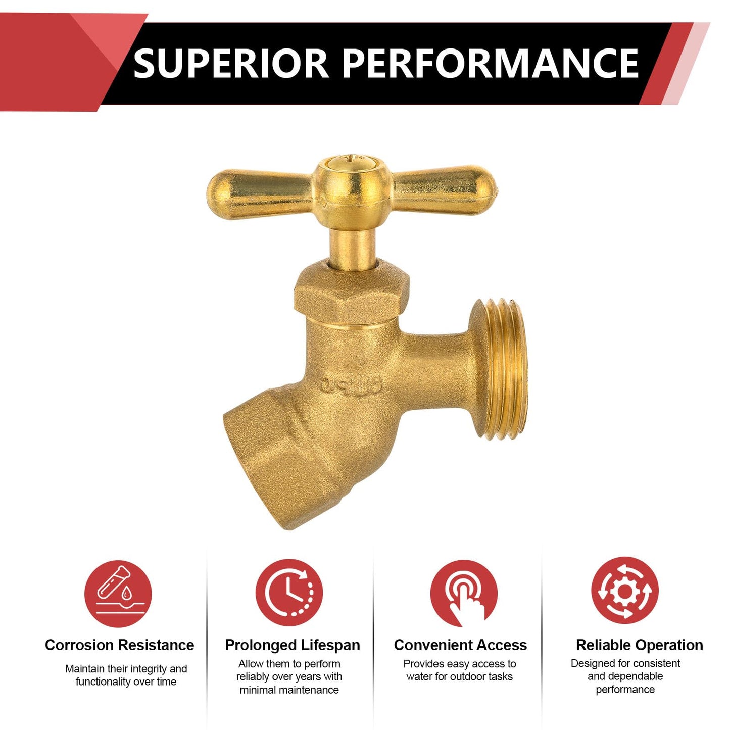 1/2" FIP x 3/4" MHT Brass No-Kink Hose Bibb (Lead Free)