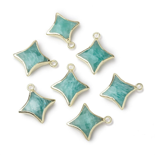 13-15mm Gold Leafed Amazonite 4 Point Star Focal Pendant 1 piece