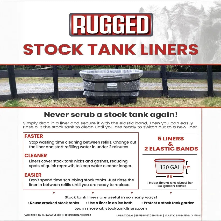 130gal (5 Liners / 2 Elastic Bands)