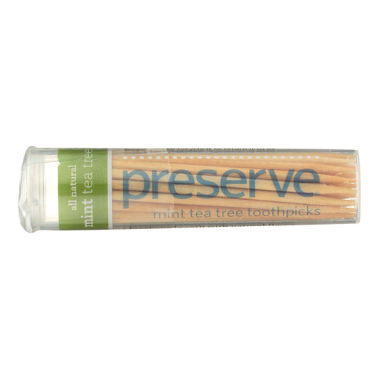 Preserve Flavored Toothpicks Mint Tea Tree - 35 Pieces - Case Of 24