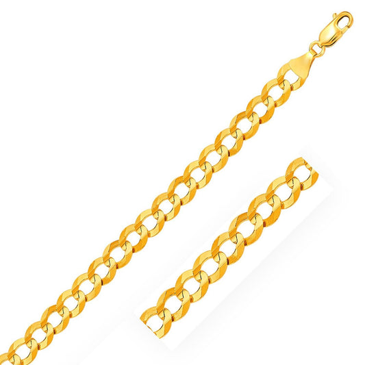 8.2mm 14k Yellow Gold Solid Curb Chain