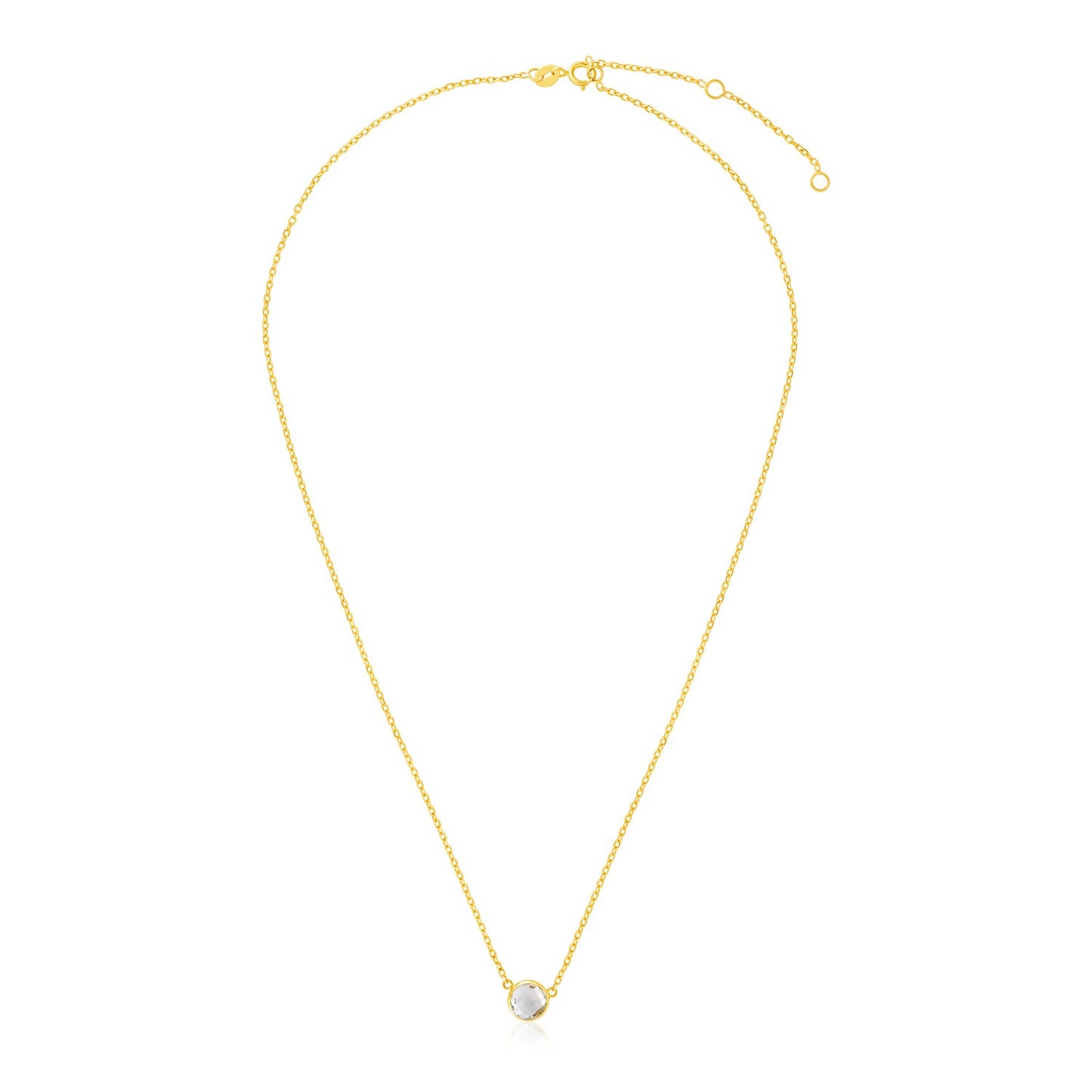 14k Yellow Gold 17 inch Necklace with Round White Topaz