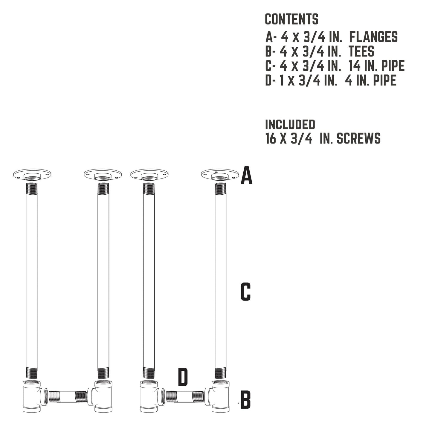 3/4 in. U Bench Leg Kit