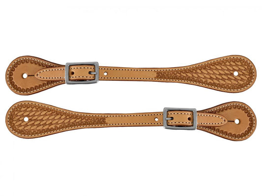 Showman ® Argentina Cow Leather Men's Basketweave Spur Straps.